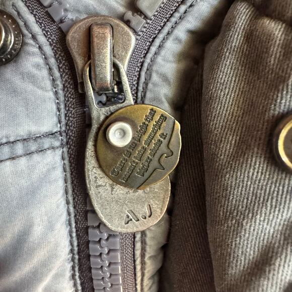 Armani Jeans Men’s Gray Down Puffer Jacket Fur Trim Hood Coat Size M Outerwear - Picture 9 of 11